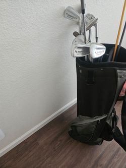 Golf clubs and bag