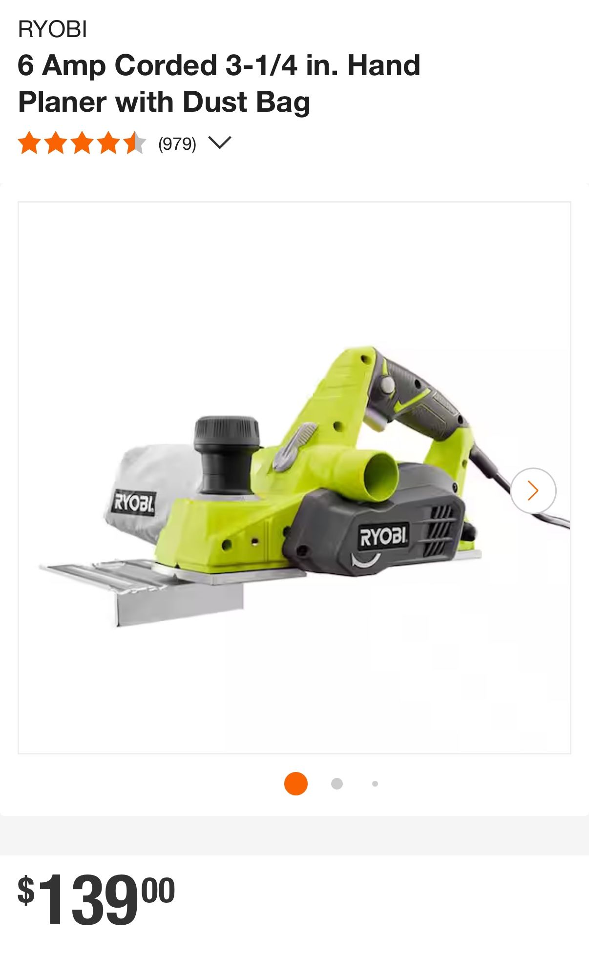 Ryobi corded planer