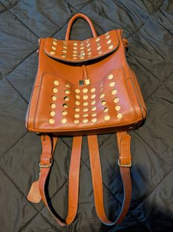 Brown/Beige Leather Backpack