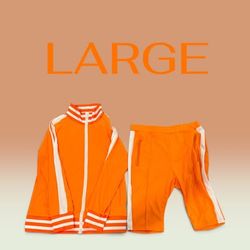 Orange Tracksuit Set - Size Large - Zip Jacket + Pants