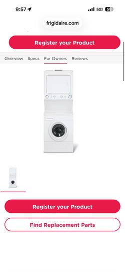 Frigidaire Gallery series stackable washer/dryer