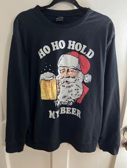 Ugly Christmas Sweater Santa Claus Beer Holder Unisex sweater size L ?