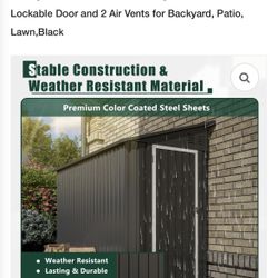 4' x 8' Metal Outdoor Storage Shed, Lean to Storage Shed, Garden Tool Storage House with Lockable Door and 2 Air Vents for Backyard, Patio, Lawn,Black