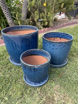 Ceramic Pots With Saucer-$65 set of 3