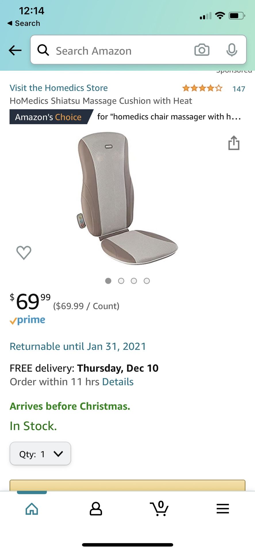 Homedics Shiatsu Chair Massager With Heat