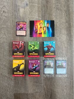 In Hand, Brand New, Never Used 2026 SDCC Exclusive - Magic the Gathering Exclusives Bundle - All 5 Variations of the Marvel Superheroes Welcome Decks,