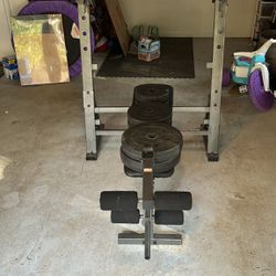Gym Bench With Bar Weights 