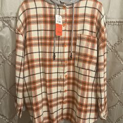 Virgin Wool Plaid Fitted Flannel Shirt Women's Size L 