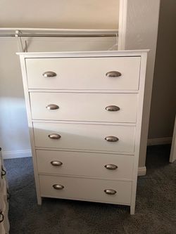 White 5-Drawer Tall Dresser