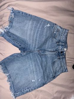 Light Wash Distressed Denim Cutoff Shorts