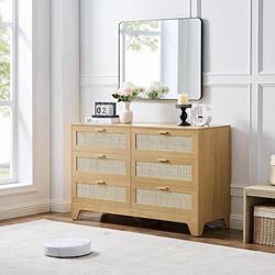 6 Drawer Rattan Dresser (We Have 3 Available - Price is Per)