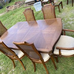 Dining Room Table And 6 Cane Chairs