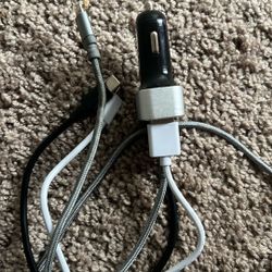3 In 1 Car Charger Apple , Usbc , And USB-a . iPhone Samsung Android Chargers . Car Charger 