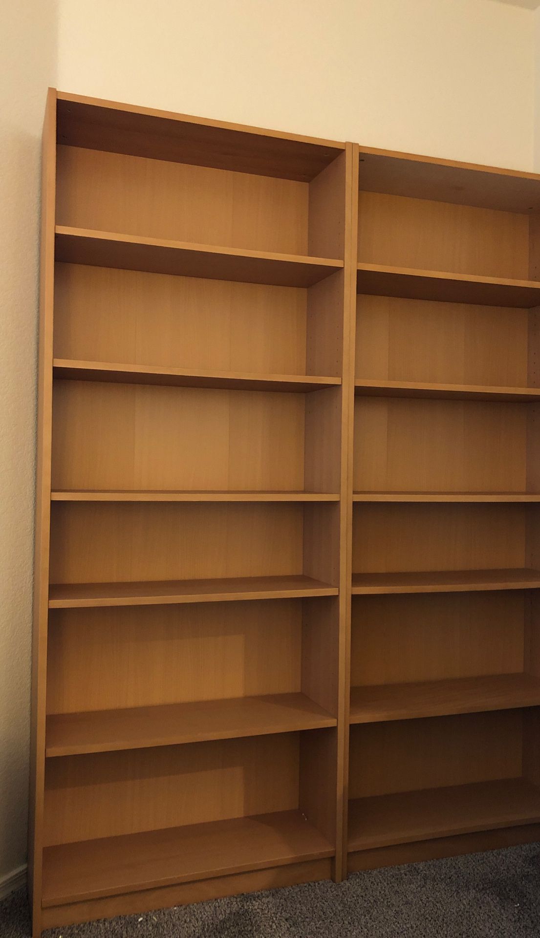 Book shelves- matching set light brown wood
