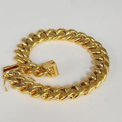 10k Yellow Gold Miami Cuban Link Bracelet 8"
