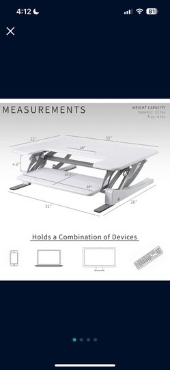36 inch Height Adjustable Stand Up Desk Converter