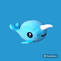 Peek A Boo Toys BUBBLES the Narwhal light Blue white Horn Plush stuffed animal