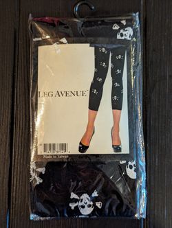 Legs Avenue Opaque Footless Tights With Skull Prints (OS) $5
