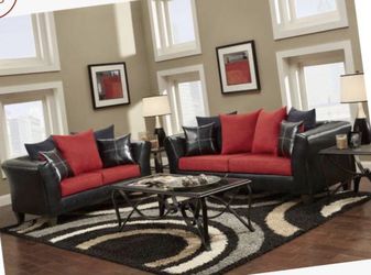 Two piece red couch and Loveseat!