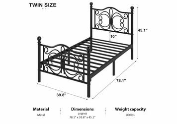 Twin black metal bed frame