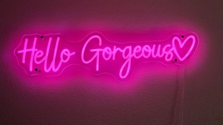 "Hello Gorgeous” Pink LED Neon Wall Sign