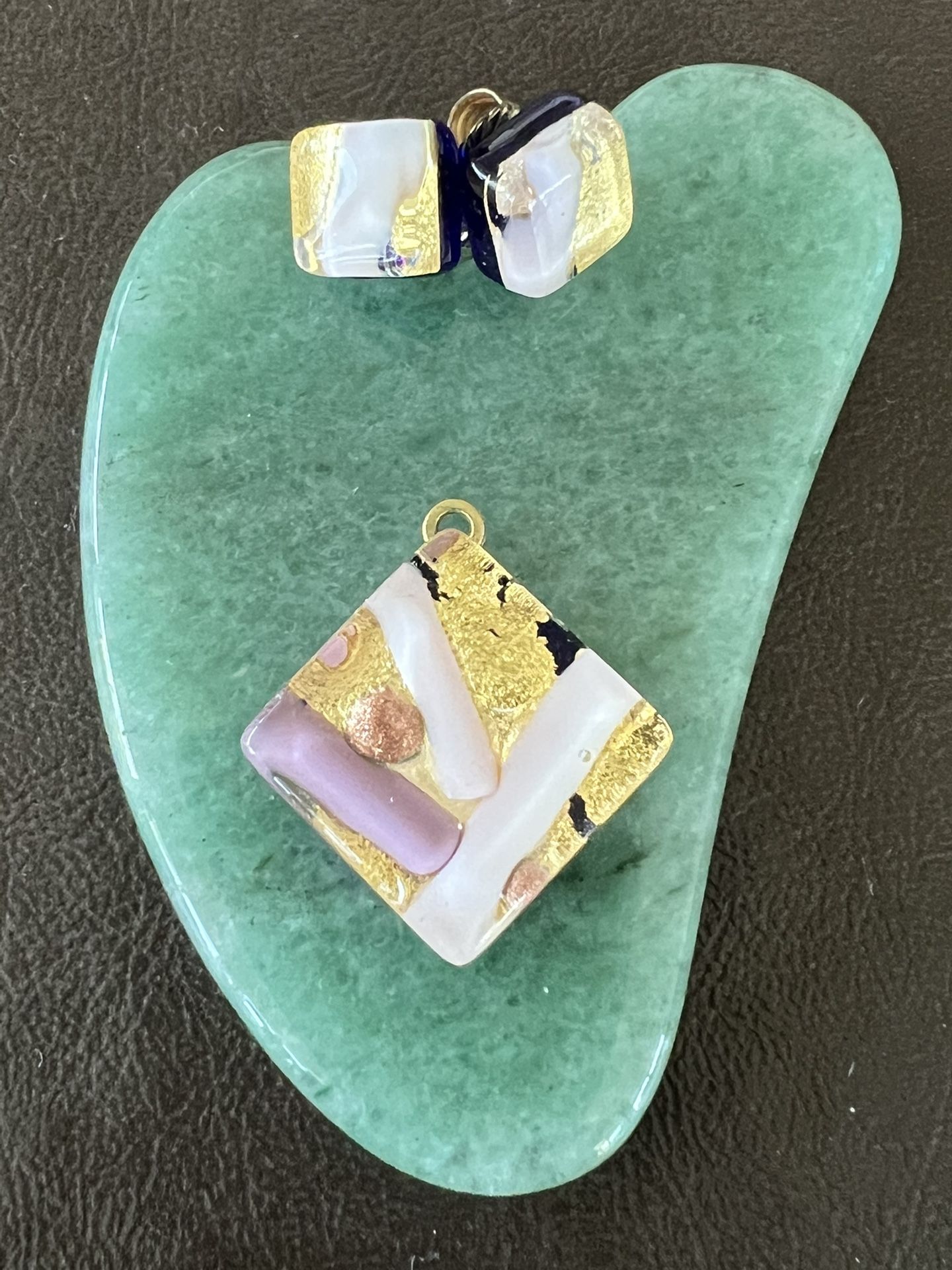 Genuine Murano Glass Pendant And Earrings