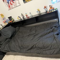 Twin XL Corner Bed with Storage, LED Lights & Charging Station – $200