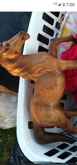vintage leather-wrapped horse sculpture