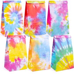 NEW — JOHOUSE 54PCS Tie Dye Paper Bags, Colorful Gift bags for Kids, Tie Dye Treat Bags Goodie Bags Party Favor Decoration Supplies for Birthday Party
