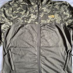 The North Face Men’s Large 100 Cinder Full Zip Jacket – Taupe Green Camo Like New