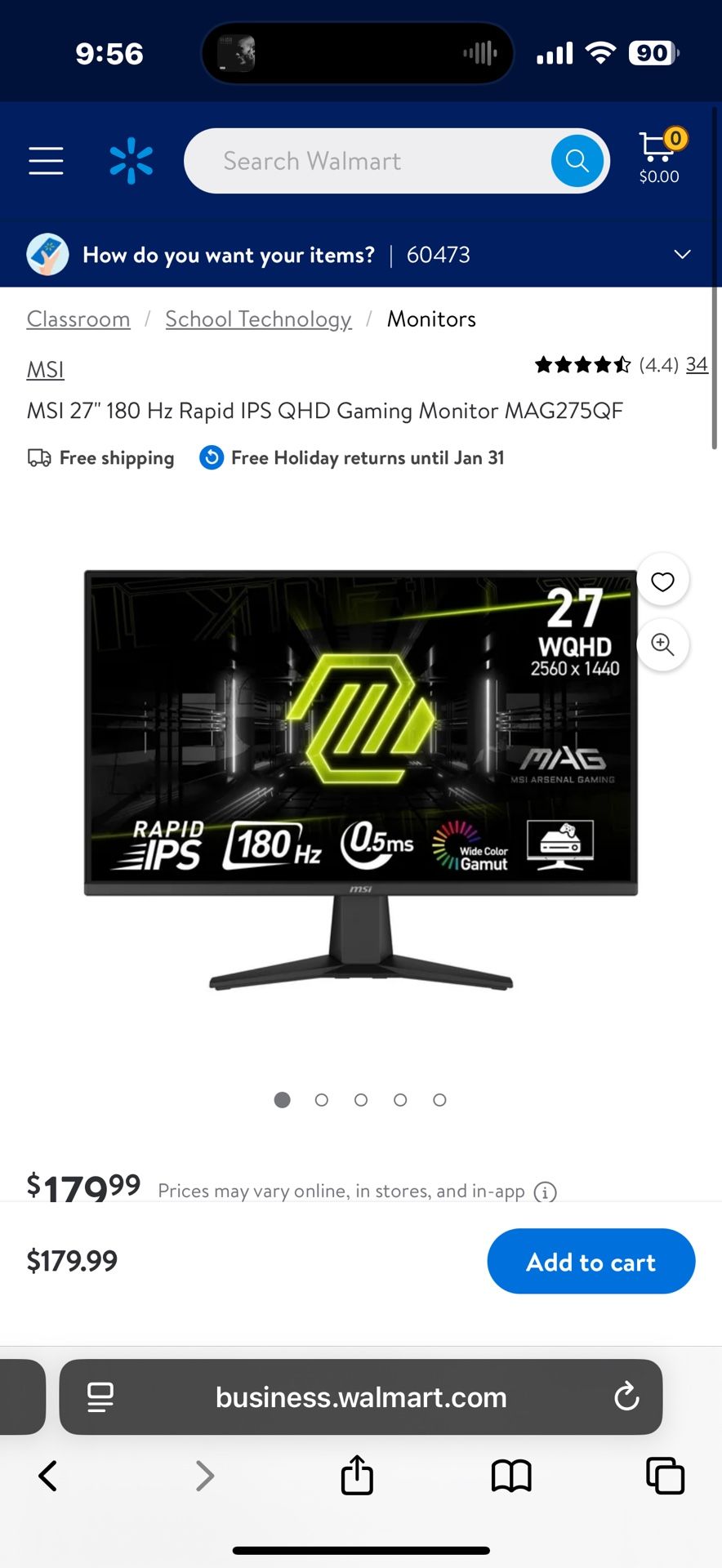 MSI 180HZ MONITOR 27IN