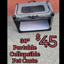 30" Portable Collapsible Dog Cat Pet Crate Carrier