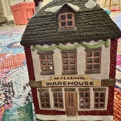 Dept. 56 Heritage Village Collection – Dickens’ Village Series “FEZZIWIG’S WAREHOUSE” – 1986 Hand-painted porcelain. Includes original box, Styrofoam 