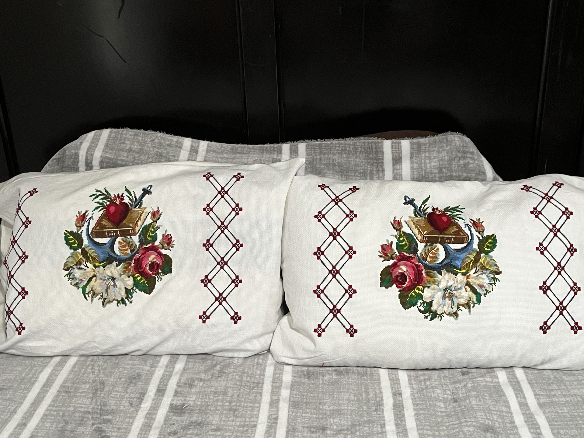 Beautiful Hand Made Cross Stitch Pillow Covers 