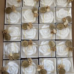 White Rose Petal Soy Wax Candles, Party Favors First Communion, Recuerdos 