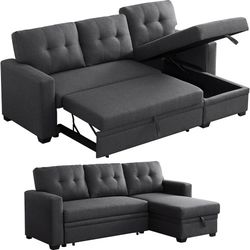 L Shaped Couch with Pull Convertible Sleeper Sofa Bed Sectional with Storage Chaise Lounge