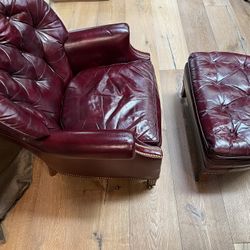 Hancock And Moore Tufted Chair And Ottoman