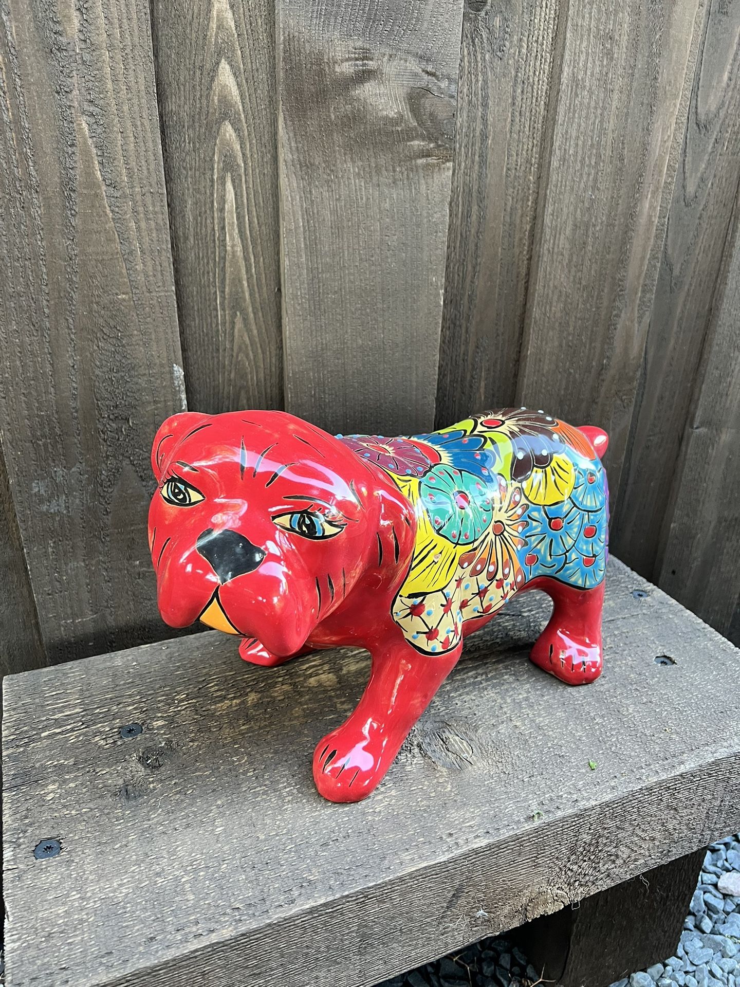 Mexican Talavera English Bulldog Statue, Pottery, Planters.