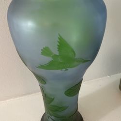 Vintage Cameo Glass Vase Art Nouveau Style 