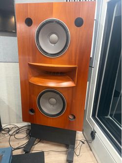 Augspurgers Custom Wood Floor-Standing Wired Speaker, Brown/Black Rectangular