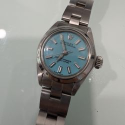 Rolex Oyster Perpetual 24MM Aftermarket Tiffany Blue Dial Oyster Bracelet (6718)