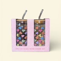 Valentine’s Day can glass set (2 pack)