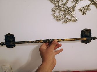 Antique Brass Towel Bar with Ornate Brackets