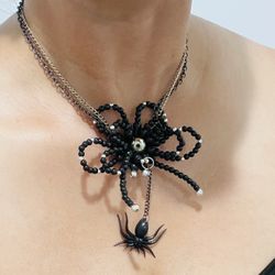 Halloween Spider Bow Black Necklace Choker Style for Women Costume Witch Gothic Etc Jewelry