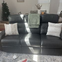 Leather Couch with Recliner on each side