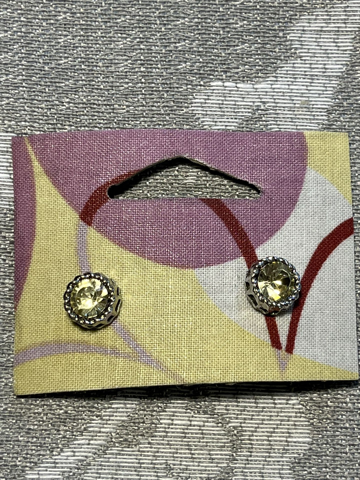Rhinestone Earrings In Silver Yellow