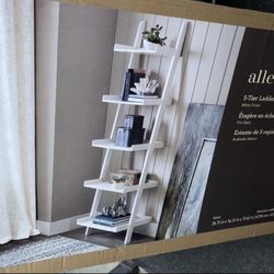 Allen + Roth Ladder Shelf 5 Shelves White Wood