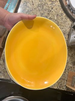 Gumps yellow dinner plates (3) + (1) similar but different brand