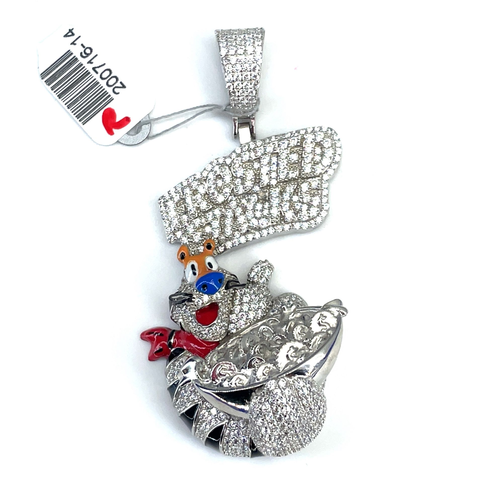 925 Sterling Silver CZ Frosted Stacks Pendant 31.20g 200716/14