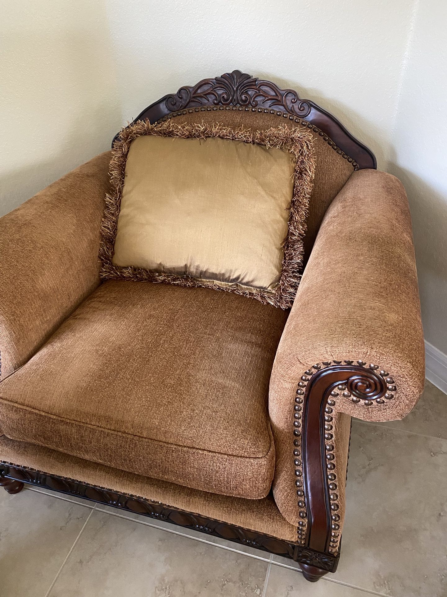 Victorian Sofa  And Matching Arm Chair With  Ottoman 